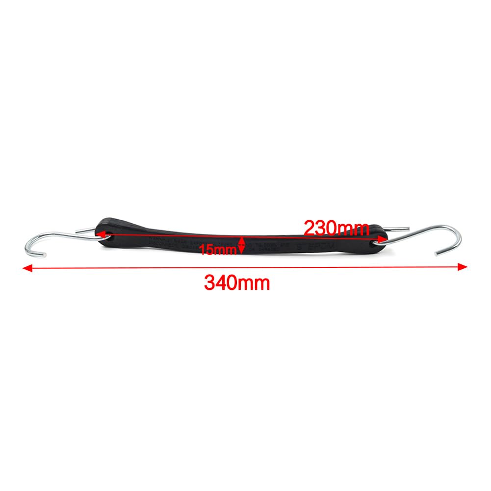 LR061682 Corde elastiche con ganci 9" Cinghie di fissaggio in gomma per teloni da esterno resistenti 10 pezzi Per aziende agricole, camper, veicoli, motociclette, gomma universale nera