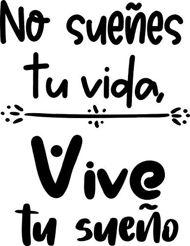 CrisPhy® Frase Vinilo "Vive tu sueño" Vinilos decorativos, Pegatina frases motivadoras para pared. Pegatinas para decorar habitaciones.Vinilos decorativos frases (Alto 30cm por 23cm)