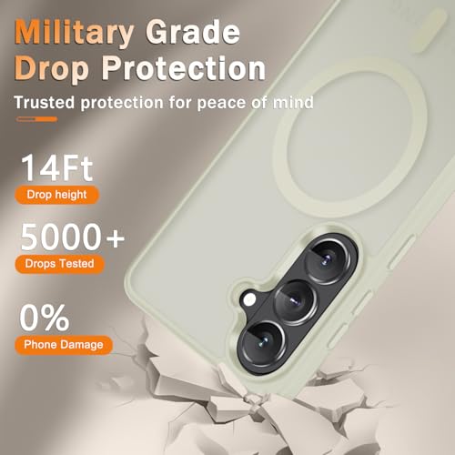 Image of for Samsung Galaxy S26+ Plus Case, Matte Magnetic Phone Cover, Cream White | Fit for MagSafe, Screen Protector included, Shockproof Military Grade Protection, Translucent Frosted Back