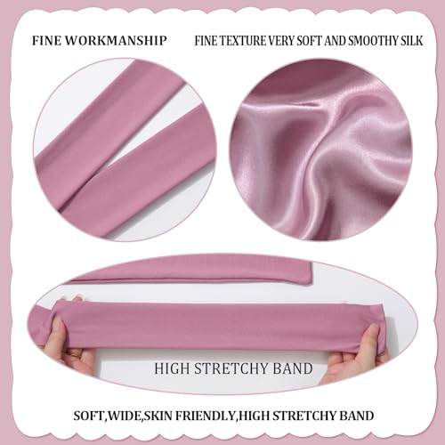 AWAYTR Long Toddler Silk Bonnet for Sleeping Elastic Satin Bonnets for Curly Hair Braid Night Cap for Aged 3-12 Kids (Rose Gold)4