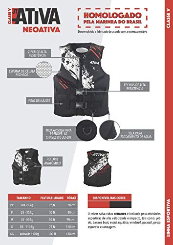 NEOATIVA JT20 M PRETO - COLETE NÁUTICO