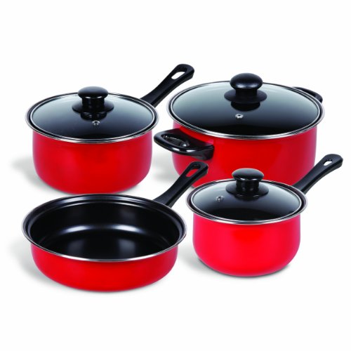Gibson Home 83683.07 Cuisine Select Chef Du Jour 7-Piece Cookware Set, True Red