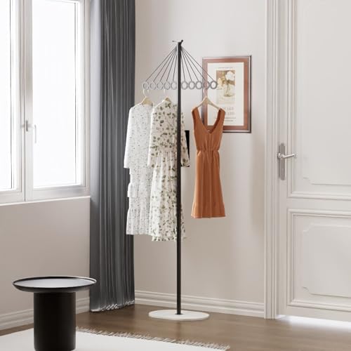 GNYVZXPLQ Rotary Umbrella Drying Rack, Metal Coat Rack Clothes Drying Rack Garment Stand Multicolor 16x67 Inches Stainless Steel 10 Hooks(Black+White)