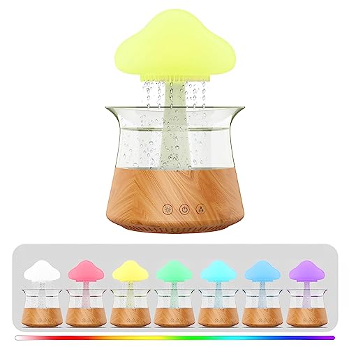 Rain Cloud Humidifier 300ml Essential Oil Diffuser with 7 Color Changing Lights and Water Drop Sound Timing Function USB Rechargeable Rain Cloud Diffuser for Home Office Bedside Sleeping(grain) -  Duety, 208y00cz37Ot23p8002r2