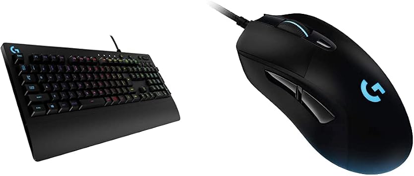 Logicool G Gaming Mouse G403h + Gaming Keyboard, Wired Silent, Japanese Layout, G213r G403h + G213r Genuine Domestic USB RGB Program Button, Palmrest