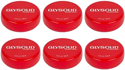 Glysolid Glycerin Skin Cream - Thick, Smooth, and Silky - Trusted Formula for Hands, Feet and Body 3.38 fl oz (100ml Jar) - 6pack