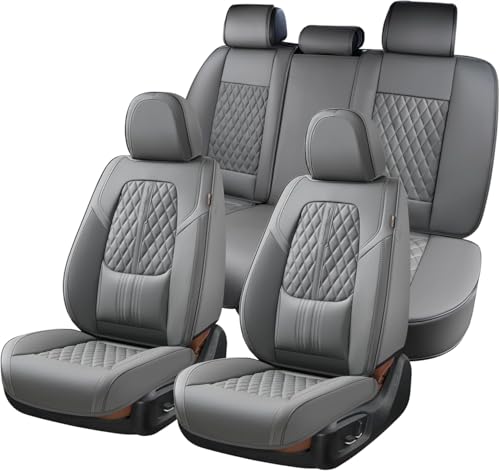 Image of Coverado Car Seat Covers Full Set, Automotive Front and Rear Seat Covers with Backrest, Nappa Leather Car Seat Protectors Waterproof, Universal for Most Vehicles