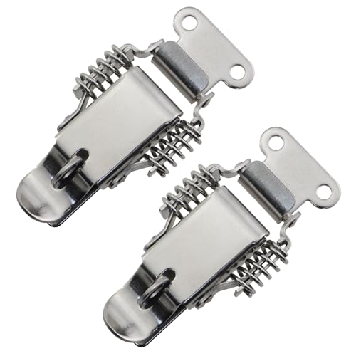 Caishun 2PCS Toolbox Elbow Knuckle Latch 3.7in Silver with Locking Hole Stainless Steel Spring Hasp Duckbill Knuckle Toolbox Toggle Lock for Cabinets Storage Cabinets Instrument Cases