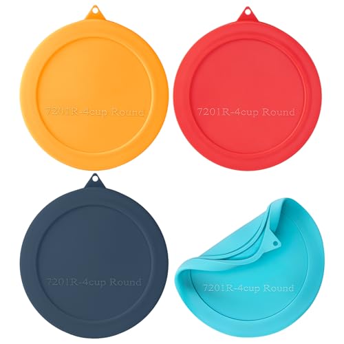 Silicone Lids Replacement for Snapware 7201R 4 Cup Round Glass Storage Containers (Containers Not Included) (Mix - 4 Pack)