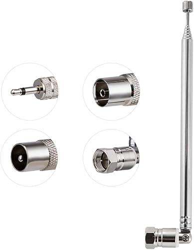 Kit de antena de radio telescópica FM de 75 ohmios, conector macho tipo F, antena de radio DAB con 7 secciones de 29.7 in/29.7 pulgadas para TV AM