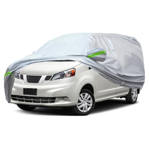 Image of AUQDD 6-Layers Premium MPV Car Cover Waterproof All Weather Weatherproof UV Sun Protection Snow Dust Storm Resistant Outdoor Exterior Custom Form-Fit Full Padded Car Cover with Straps 180 inch-198 inch K16