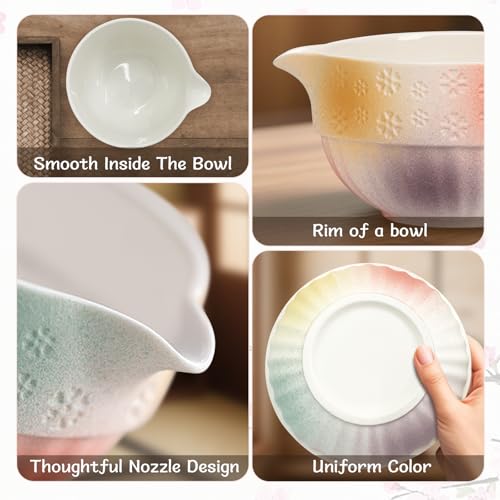 Matcha Whisk Set, Matcha Set Includes Matcha Bowl（530ML）, Matcha Whisk and Holder, Bamboo Scoop, Scoop Rest, Sifter, Powder Jar and Tea Towel - 8pc Matcha Kit for Matcha Tea Ceremony