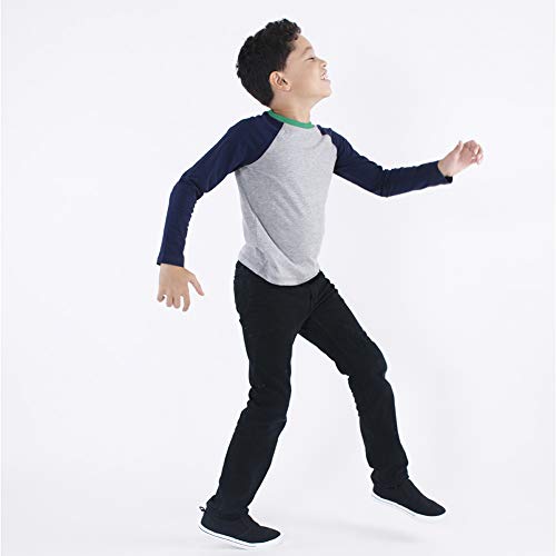 Image of Mightly Boys and Girls' Long Sleeve Raglan Shirt | Organic Cotton, Colorful Casual Stylish Clothes, Soft&Fresh Crew Neck Tee