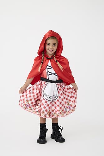 Blues Group Girls Little Red Riding Hood Costume with Cape World Book Day Birthday Halloween Xmas Fancy Dress Role Play Outfit Ages 3-10 Years Red (3-4 years)