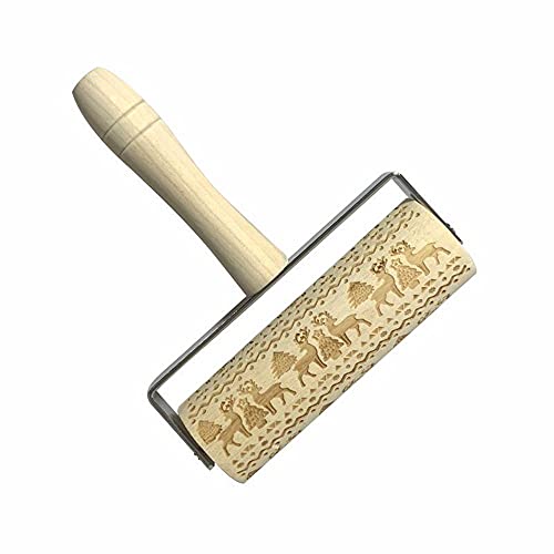 NC Rouleaux à pâtisserie en Relief en Bois 3D avec Motif de Noël ou pour Enfants et Adultes, Rouleaux à pâtisserie en Relief à Main pour pâtisserie