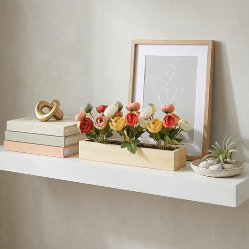 Image of Dekorly Artificial Mini Onion Flower Arrangement with Wooden Planter (24 CM) | Premium Realistic Floral Decor for Table & Living Room | Stylish Indoor Decor for Living Room