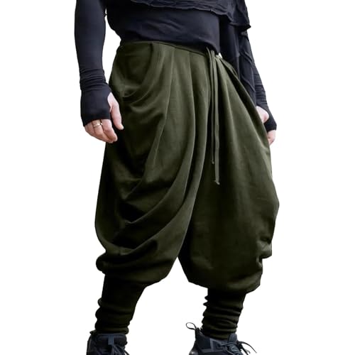 vrvtoov Mens Casual Harem Pants Baggy Elastic Drawstring Waist Pants Fashion Hippie Pant Solid Color Loose Fit Pant