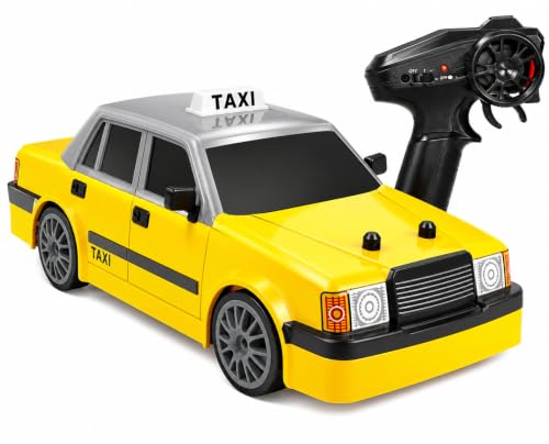 Image of 2.4GHz RC Drift Stunt Taxi Car for Kids, High-Speed Remote Control Car with LED Headlights, Rechargeable Battery, Drift Tires & Precision Steering, Indoor Outdoor Racing Toy for Boys & Girls 6+