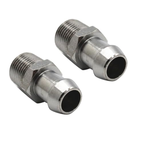 2 pcs/set SHLPDFM Metal Fitting Intake Hoses Chrome Metal 1/2'' NPT 5/8'' Barb