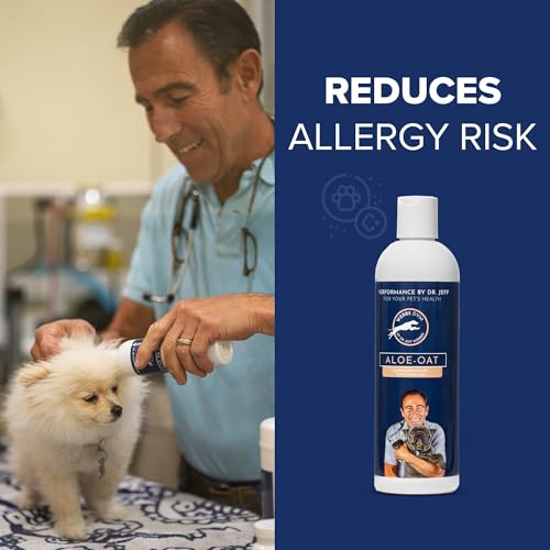 Image of Dr. Jeff Werber Aloe Oat Shampoo for Pets - Soap Free Pet Shampoo with Pina Colada Scent for Itchy, Skaling, and Sensitive Skin - Suitable for Cats and Dogs of Different Breeds and Sizes - 12oz