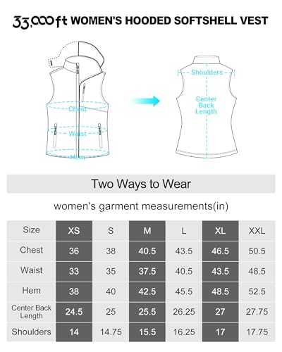 33,000Ft 3A086A Women'S Hooded Lightweight Softshell Vest Fleece Lined Windproof Zip Up Sleeveless Jacket thumb #5