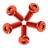 5PCS M5 0.8mm Pitch Colourful Aluminum Alloy Bicycle Accessories Round Head Allen Screw,Brown Orange,M5x10