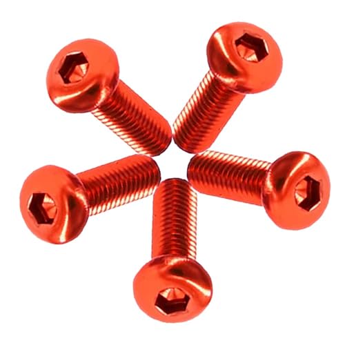 5PCS M5 0.8mm Pitch Colourful Aluminum Alloy Bicycle Accessories Round Head Allen Screw,Brown Orange,M5x10