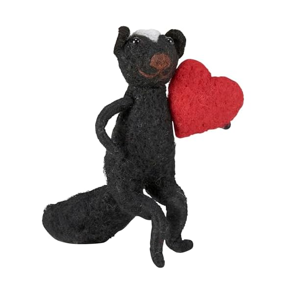   Primitives-by-Kathy-Collectible-Critter-Cute-Non-Stinky-Lovable-Skunk-Felt-Critter-Sure-to-Bring-a-Smile-to-Your-Loved-one-While-Holding-a-Large-red-Heart
