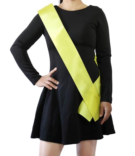 FENDOLE 12 Pack Yellow Blank Sash,Plain Satin Sash,Sashes for Pageants,DIY for Party Decorations,blank sashes for pageants