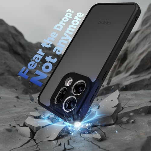 Image of RIGGEAR Shockproof Sleek Hybrid Armor Back Cover Case for Oppo Find X9 5G (Smoke Black Matte PC + Black TPU Bumper)
