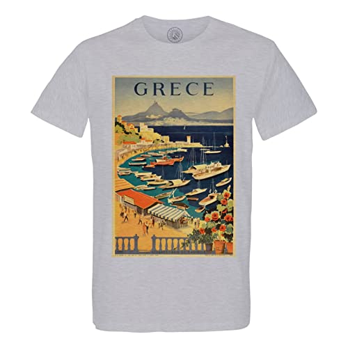 T-shirt homme Grèce affiche poster vintage en coton biologique premium
