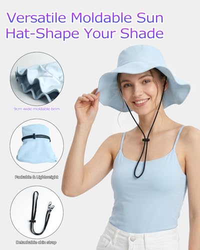 Zylioo Oversize Cooling Sun Hat for Big Heads, Adjustable Bucket Hat with Drawstring, Summer Hat for Gardening, Camping Khaki