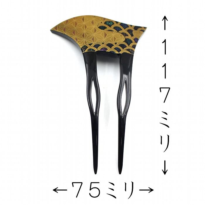 Amazon.co.jp: 蒔絵 麻の葉 本べっ甲 バチ型 かんざし 夜光貝が