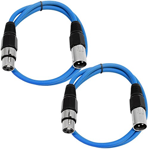 Câbles de raccordement XLR bleus équilibrés Seismic Audio Saxlx-2-2 anti-interférence 0,6m