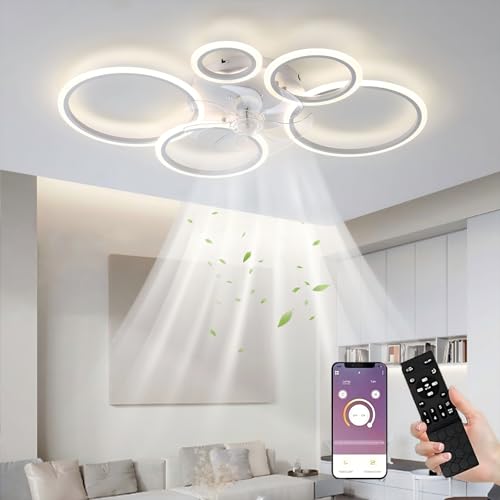 Ventilador LED De Techo Con Luz De 130 W Y Control Remoto, 3 Temperaturas De Color Y 6 Velocidades Para Sala De Estar O Dormitorio