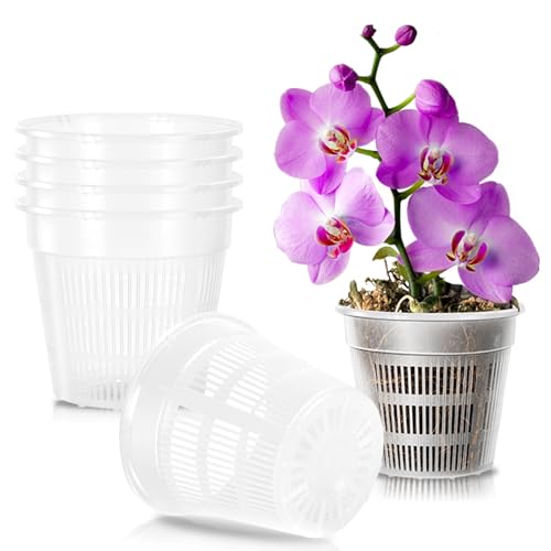Jordbrux Clear Orchid Pot 8pcs 11cm/14cm/16cm/19cm Plastic Plant Pots with Drainage Holes Plastic Plant Pot Nursery Pots for Orchids Succulents Houseplants