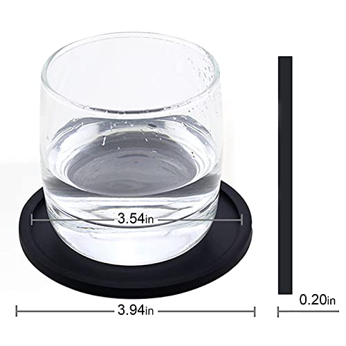 Coasters For Drinks-Anti-Slip Durable Reusable Drink Coasters Set,Non Slip Cup Coasters Silicone Coasters Fit Coffee Table Desk Beverage Bar Protect Desk From Heat And Scratch Damage(4 Pack,Black) #TOP4