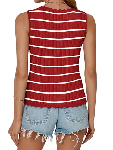 Image of COCCKO Womens Summer Tops Vacation Beach Outfits Cute Tie Front Crochet Vest Knit Sleeveless Sweaters