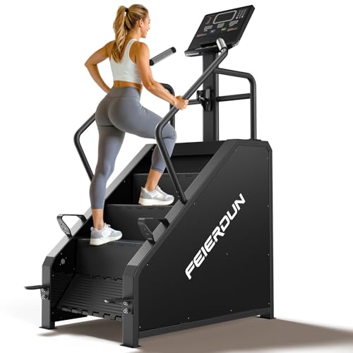 FEIERDUN Stair Stepper Machine for Home Gym, Commercial Grade Stair Climber with LED Screen, Stair Machine with 15 Speed Levels for Cardio and Lower B