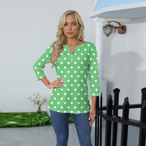 Womens Tops 3/4 Sleeve V-Neck Button Down Shirts Business Casual Outfit Basic Tees Fall 2025 Clothes4