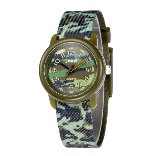 Bigmeda Montre Enfant, Montre Licorne à Quartz Analogique de Dessin Imprimés Animaux en Textiles, Montre-Bracelet pour Garçons et Filles (Vert Camouflage)