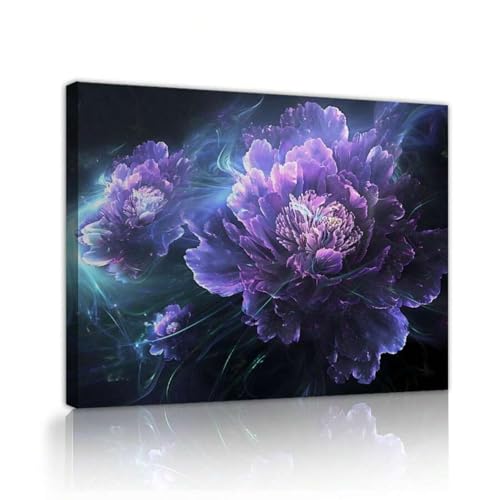 Art mural sur toile déco moderne affiche affiche florale bleue violette 80x120cm