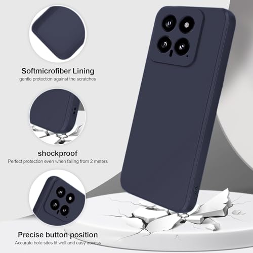 Image of DIZORO Compatible with Mi Xiaomi 14 5G Back Cover with Upgraded Square Edges for Camera Protection Shockproof Flexible Matte Liquid Silicone Mobile Phone Case (Navy)