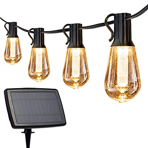 Solar LED Lichterkette für den Außenbereich, Patio Lichterkette mit 20 bruchsicheren Glühbirnen, hängende Hinterhofbeleuchtung für Garten Cover