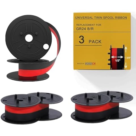 3 Pack Replacement for Porelon 11216 Universal Twin Spool Calculator Ribbon Universal GR24br Compatible with Sharp el-1197piii Nukote BR80c Casio fr-2650tm Adding Machine Ribbons Universal (Black/Red) Cover