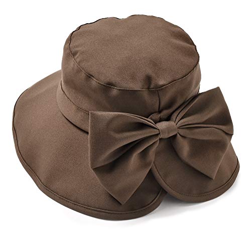 サンハーティネス香産 ツバ広女優帽 ブラウン 頭周囲57~60cm UVカット まとめ髪対応 NUV-46-4