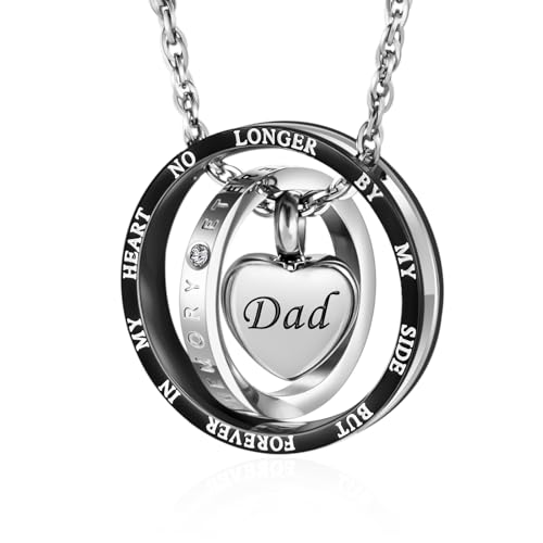 Dletay Urn Necklace for Ashes Stainless Steel Cremation Jewelry Memorial Ash Necklace for Men Women Urn Pendant Ashes Holder