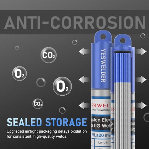Image of YESWELDER TIG Welding Tungsten Electrode 2% Lanthanated | 5pk 3 /32 inch & 5pk 1 /8 inch by 7 inch Assorted-size Blue WL20 /EWLa-2