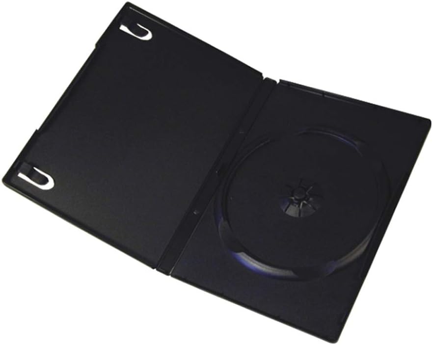 25 Pack Maxtek Standard 14mm Black Quad 4 Disc DVD Cases with Double Sided Flip Tray
