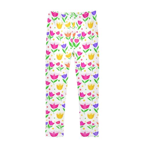 Girls Leggings Size 4T Flower Polka Dot Yoga Stretchy Pants Comfortable Girl Clothes for Dresses Dance